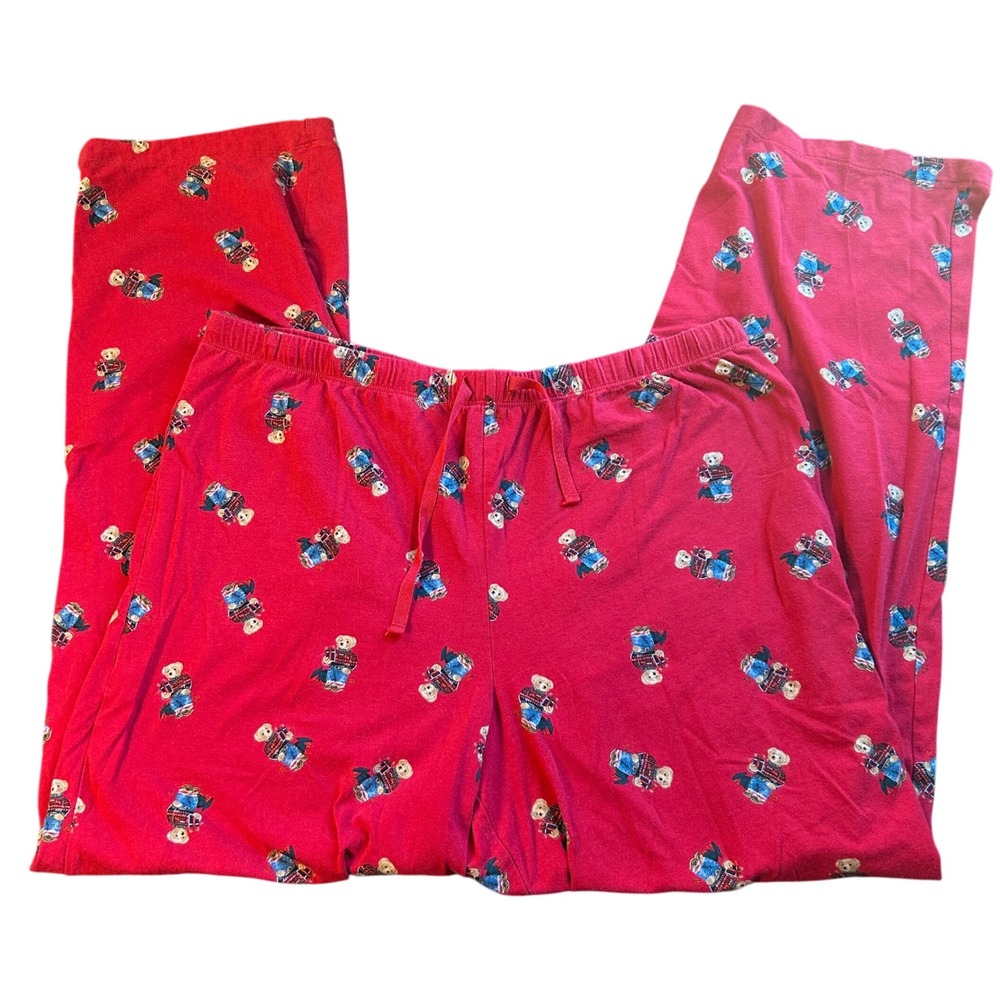 polo ralph Lauren XL bear red jersey cotton drawstring pajama pants plaid gift